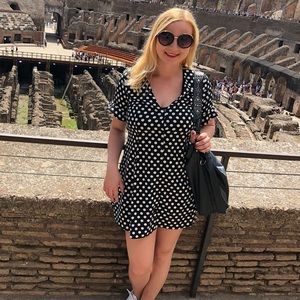 Black polka dot mini dress